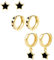 ALEXCRAFT Schwarz Stern Ohrringe Gold Creolen Ohrstecker Set Klein Damen 14K Vergoldete Ohrringe für Frauen Freundin Mama