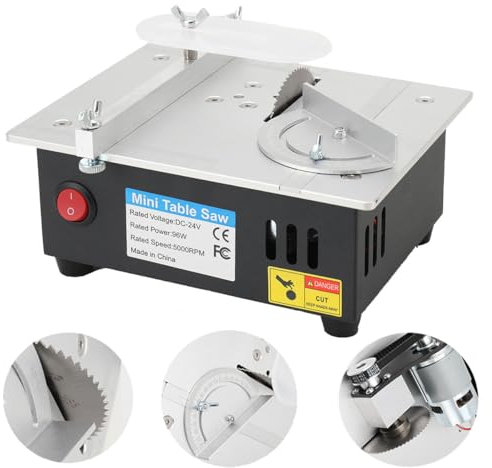 CDZHLTG Mini Tischkreissäge 96W Multifunktionale Table Saw Tragbare Präzisions Tischkreissäge mit 7-Gang-Netzteil Einstellbarer, Präzisions Tischsäge für DIY-Holzbearbeitungs Hobbyhandwerk 5000RPM