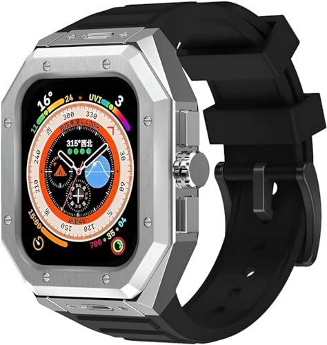 Privilegue Watch Carcasa Protectora para Apple Watch 44-45mm, Compatible con Series 5-9 | SE - Seguridad Avanzada y Diseño Moderno (Moderno) (Silver)