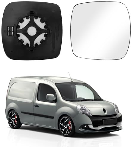 Cristal de Espejo Reemplazar para Renault Kangoo II 2007-2012, Retrovisor Exterior Ajustable Adecuado Lente de Marcha Atrá, Espejo Retrovisor Calefactable (Derecha)