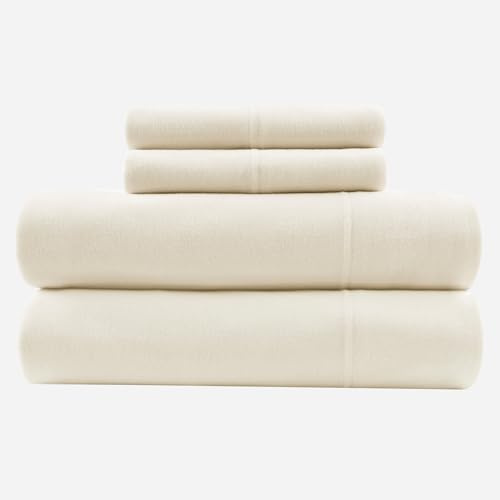 Intelligent Design Sheet Set Cotton Jersey Knit Blend, Soft & Breathable Sheets All Season Cotton Blend Sheet Set Feels Cool & Smooth, Deep Pocket Fits Up to 16 Mattress, Queen Oatmeal 4 Piece
