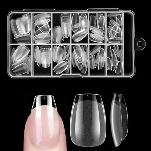 Venares Extra Short Coffin Nail Tips for Gel Nails, Pack of 120 Full Cover Nail Tips, Nails, 12 Sizes, Soft Gel Press On Nails Tips for Gel Nails, Artificial Nails, Short, XS