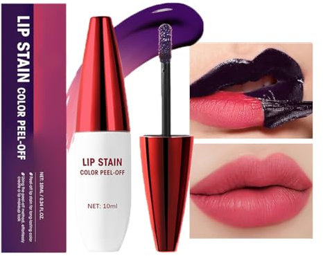 GL-Turelifes Peel Off Lipgloss, Tattoo Farbe Lip Stain Lip Tint, Matter Lipgloss Langanhaltender wasserdichter flüssiger Lippenstift Non-Stick Cup Lip Tint Tear-Off Lipgloss (#2 Rose)