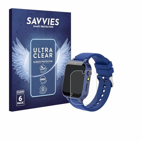 Savvies Schutzfolie für Ruopoem Kids Smartwatch 1.54 | 6 Stück Transparenter Displayschutz Made in Germany Ultra-Klar Displayschutz-Folie