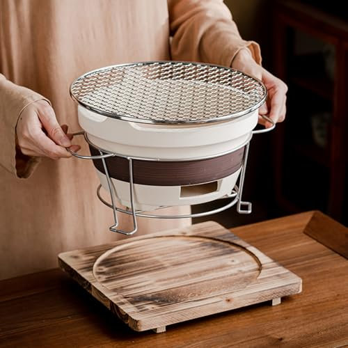 Lehm Grillofen, Keramik Ton Holzkohleofen, Tragbarer Grillofen, Japanischer Grill, Yakitori-Grill, Tischgrill für Camping, Picknick, Reisen(8x5in/20.5x13cm)