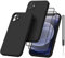 Meliya Coque pour iPhone 12 6.1” avec 2 Pieces Verres Trempés, Étui en Silicone avec Doublure en Microfibre Souple, Conception Spéciale de Bord Droit (Noir)
