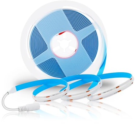 Lam(MS)pen COB LED 5M Streifen 12V Blau Stripe Flexibles LED Band mit hoher Dichte 320LEDs/M Nicht Wasserdicht 8mm Breit für Küche, Schlafzimmer, Innenbereich (blau stripe 5M 12V)