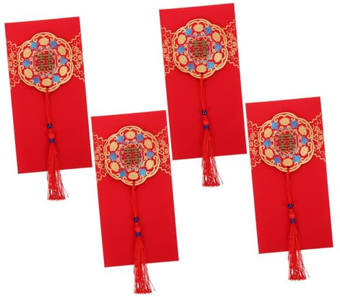 Homoyoyo 4Stücke Traditionelle Rote Umschläge Für Hochzeitsfeiern Dekorative Geldtaschen Im Quastenstil Für Feierlichkeiten Chinesische Hochzeitsvorräte