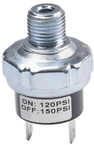 LKRXW Interrupteur de Pression Compresseurs d'air 120-150 Psi Pressostat | Compresseur Air 1/4 NPT Pressostats de Commande Valve Pompe Automatique DC 12V 24V AC 110V 220V