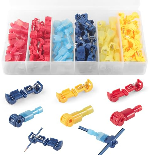 120 Stück Stromdieb Kfz Schnellverbinder Abzweigverbinder, 60 T-Abzweigverbinder + 60 Flachstecker, Kabelverbinder Autoelektrik Quickverbinder für 0,5-4 mm² Kabel Elektrische Steckverbinder