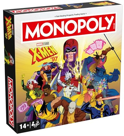 Winning Moves X-Men 97 Monopoly classic board game perfect for 2–6 players and makes a great gift for fans aged 14 and up