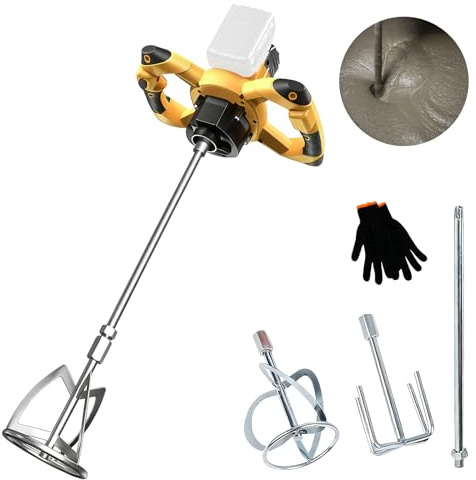 Agitatore per malta a batteria, compatibile con batteria da 20 V, miscelatore professionale senza spazzole a 6 velocità, agitatore Ø 130 mm, per miscelare gesso, colla, senza batteria e caricatore