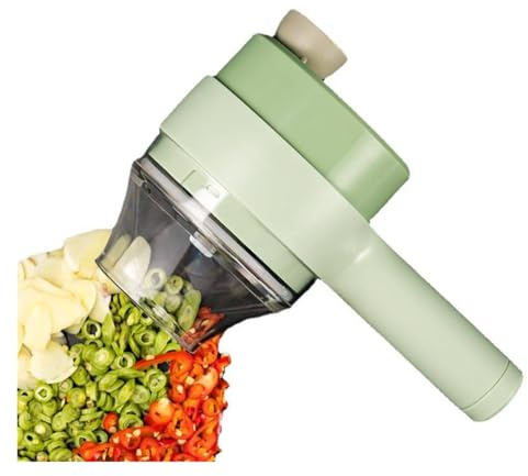 Electric Vegetable Chopper, 4-in-1 Portable Food Processor, Rechargeable & Wireless for Garlic, Onion, Pepper, Celery, Meat