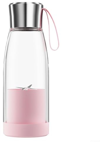 Zilimontt Presse-agrumes portable rechargeable – Petit extracteur de jus de 450 ml avec batterie de 1500 mAh, charge rapide USB-C, design compact et léger pour voyage, bureau et salle de sport (rose)