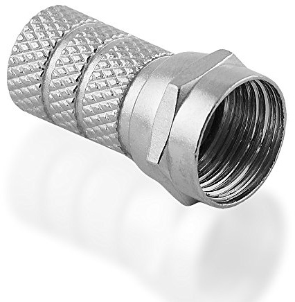 F-Stecker Adapter für Sat LNB Kabel, mit 2 Ringen, Außendurchmesser: 5,2mm, Dielektrikum-Durchmesser: 3,1mm, geeignet für 3D, SD, HD, FullHD, UHD (4K)