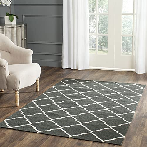 SAFAVIEH Dhurries Collection Accent Rug - 4' x 6', Chocolate & Ivory, Handmade Flat Weave Wool, Ideal for High Traffic Areas in Entryway, Living Room, Bedroom (DHU204A)