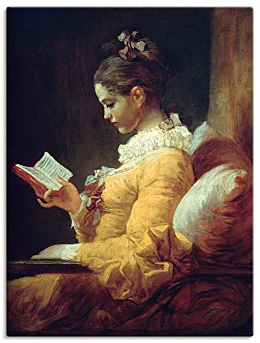 ARTLAND Wanddeko Leinwand Bilder Wandbild Frau Buch Ruhe Lesendes Mädchen 1776 Rokoko Renaissance Jean Honoré Fragonard T7OO