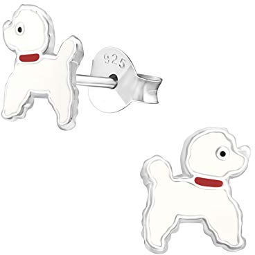Monkimau Mädchen Ohrringe Pudel Ohrstecker aus 925 Sterling Silver Silber