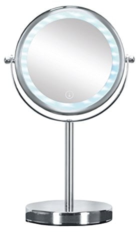 Kleine Wolke Kosmetikspiegel Bright Mirror mit 5-facher Vergrößerung, LED-Beleuchtung und Touch-Funktion, Größe: 17,5 x 29,5 x 12 cm, Material: Metall/ Glas / LED, Chrom