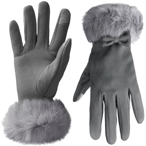 Vagasi Handschuhe Damen Winter Thermo Handschuhe Damen Touchscreen Gloves Warme Winddichte Winterhandschuhe für Geschenk Skifahren Radfahren