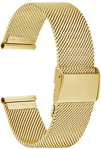 Alienwork Cinturino per Orologio Cinturino in Maglia Metallo Oro Cinturino in Maglia
