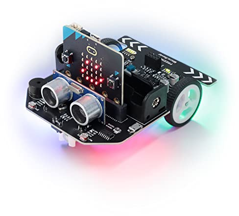 FREENOVE Micro:Rover Kit for BBC Micro:bit (V2 Contained), Obstacle Avoidance, Light-tracing, Line-Tracking, Remote Control, Playing Melody, Colorful Lights, Rich Projects, Blocks and Python Code