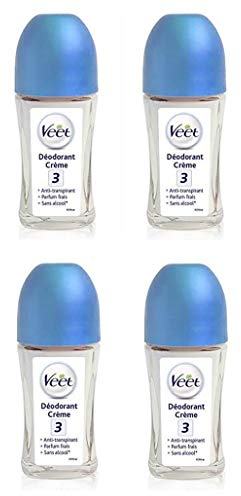 VEET Lot de 4 Déodorants Crème roll-on anti transpiration - 75ml