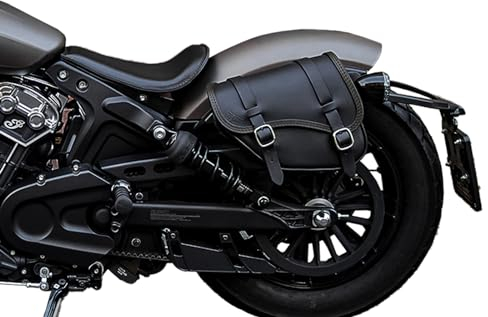 Ledertasche kompatibel mit den Motorrad Modellen Indian Scout Bobber 2018–2024, Scout Rogue, Scout Twenty, Scout Bobber Sixty, hergestellt in Italien von Endscuoio (Schwarz, Linke)