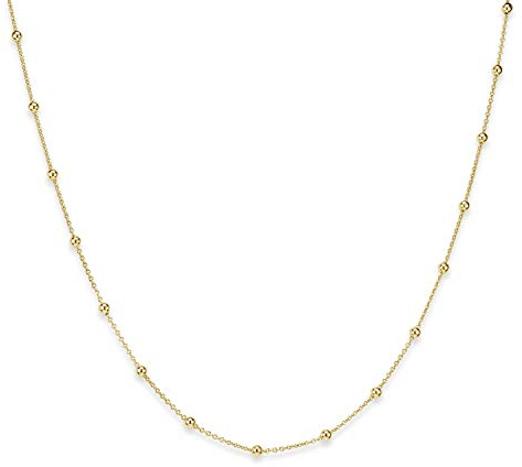 MATERIA Gold Halskette Damen Kugelkette - 925 Silber Damenkette Goldkette vergoldet kurz in Etui K104-40 cm