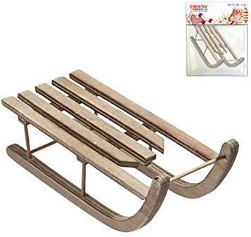 CREATIV DISCOUNT Holzschlitten 18,5 x 8 x 7,5 cm braun