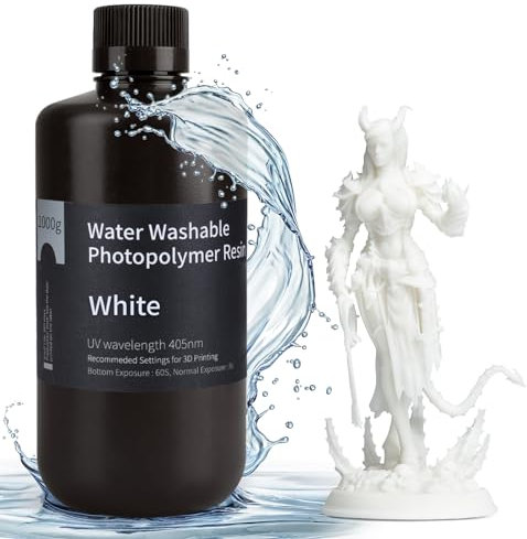ELEGOO Water Washable 3D Printer Resin LCD UV-Curing Resin 405nm Standard Photopolymer Resin for LCD 3D Printing - White 1000g