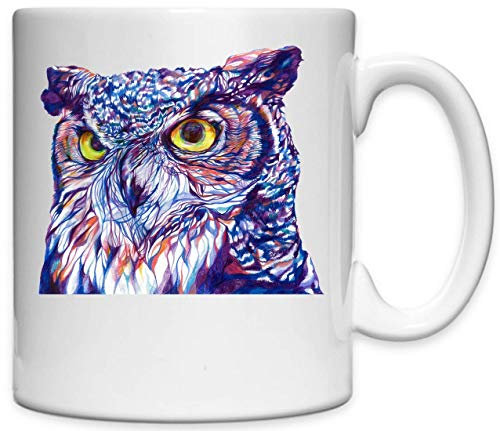 Trippy Purple and Blue Owl Majestic Artwork Printed Ceramic Mug