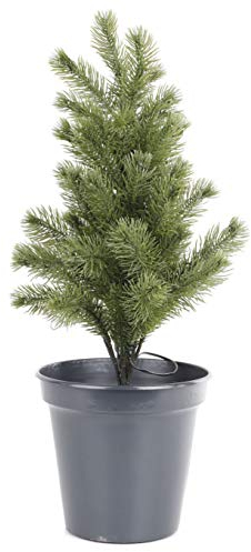 Weihnachtsbaum künstlich im Topf mit 50 LED - 55 cm - Tannenbaum beleuchtet Christbaum mit Timer Außen
