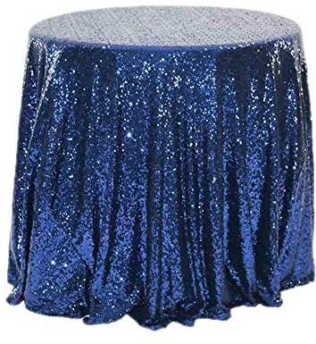 Herbests Glitzer Pailletten Tischdecke,Tischdecke Abwaschbar Rund 120cm,Tischläufer Stoff Tischtuch Tischwäsche Tafeltuch für Geburtstag, Hochzeit, Party, Halloween, Weihnachten,Dunkelblau