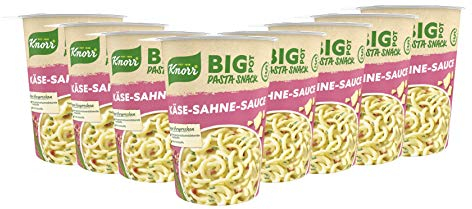 Knorr Big Pot Pasta Snack Käse & Sahne leckere Instant Nudeln fertig in nur 5 Minuten 8 x 92 g