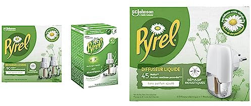 Pyrel® 2 Recharges Pour Diffuseur Électrique Anti Moustiques Liquide, 90 Nuits, 2 X 32 ml