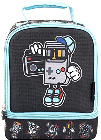 Fringoo - Fiambrera de Doble Compartimiento - Divertido Diseño de Gamer - Bolsa de Almuerzo para Niños - Bolsa de Comida con Compartimiento - Fiambrera de Gamer - Totalmente Aislado