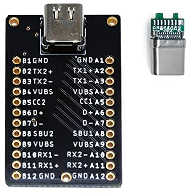 Treedix USB Type C Female 24 pin Output Breakout Board Test Socket with Male Connector