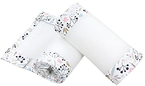 TupTam Gitterstäbe Schutz Netz Babybett Nestchen 3D Mesh 2 Pack, Farbe: Vogelbeere, Größe: ca. 128 x 30 cm (für Babybett 140x70)