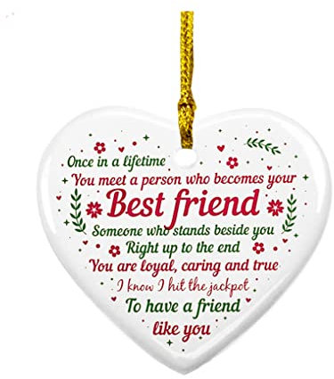 Gifts for Best Friends Birthday Friendship Heart Hanging Thankful Memorial Plaques Christmas Friends Ornaments Decorations Novelty Sign Memorial Xmas Ornament Merchandise Presents
