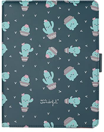 WONDEE Mr Wonderful Funda Tablet Universal de 9.7 a 10.2 Pulgadas,Tipo Libro con Diseño Cactus, Multicolor