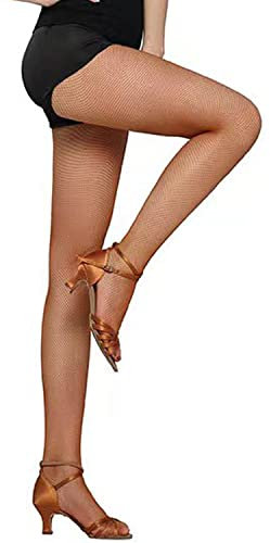 Fohevers Medias de red con pies para mujer, mallas de red para valla, mallas para bailar, caramelo, Talla única
