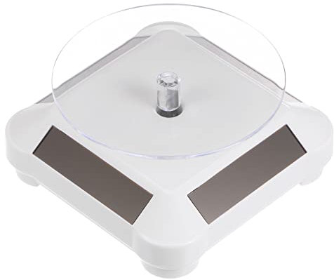 sourcing map Solar Display Stand Turntable 3.54 Plate Dia 360° Two-Way Rotating ABS Plastic Automatic Revolving Display for 3D Print Jewelry Displaying, White
