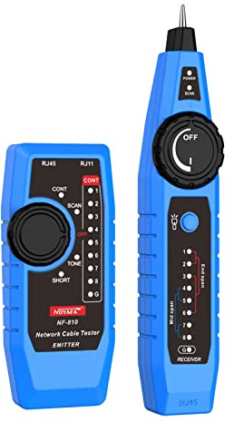 Irfora NF-810 Netzwerkkabel-Tester-Kit für RJ11 RJ45 CAT5 CAT6 LAN-Kabel Multifunktions-Wire-Tracker Wiremap PoE TEL-Testleitungsfinder mit LED-Licht-Kopfhörer-Werkzeugtasche