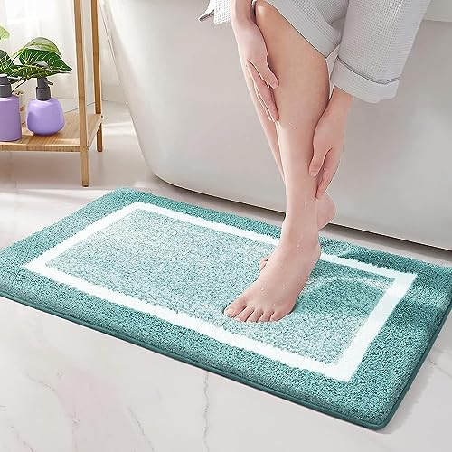 YverLand Badematte für Badewanne oder Duschwanne, rutschfest und schnell trocknend, dank seiner saugfähigen und weichen Mikrofaser. (40 x 60 cm, Grün)