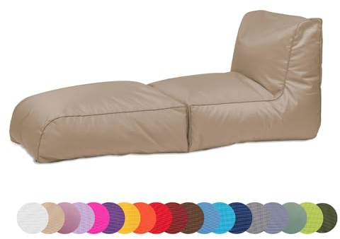 chilly pilley® Sitzsack, Faltbarer Pouf zum Sitzen und Liegen 2 in 1 – mit EPS-Füllung – Riesensitzsack – Kinder & Erwachsene – Outdoor Liegekissen Wasserfest Sitzkissen – viele Farben, Cappuccino