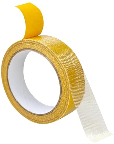 Nastro Biadesivo Extra Forte 10m x 25mm Nastro Adesivo per Tappeti Trasparente Rimovibile Senza Residui Multiuso Nastro Adesivo di Montaggio per Moquette Nastro Biadesivo in Tessuto