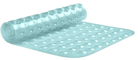 VELVETIO Bathtub Mat Non Slip - 70x38cm Medium Long Shower Mats Non Slip Anti Mould, Anti Slip Bath Mats with Suction Cups and Drain Holes, Machine Washable, Green