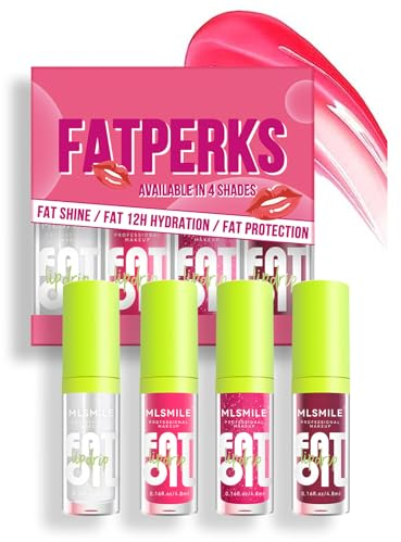 4 Farben Lippenöl Lippenglasur, Großer Bürstenkopf, Feuchtigkeitsspendendes Lippenglanzöl, Glänzender transparenter Lipgloss, Aufpolsternd, Glattes, Glänzendes Finish
