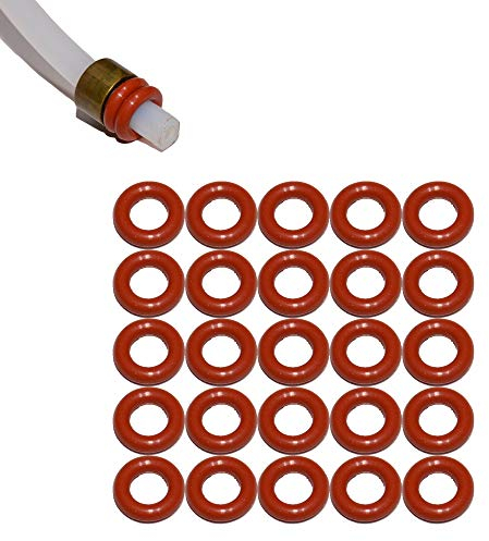 Lot de 25 joints toriques pour tuyau de pression de 4 mm - En téflon - Compatible avec Saeco, Philips, Siemens, Bosch, Krups, Gaggia, Miele, Solis Rotel, Satrap, Jura Delonghi Melitta, AEG, Neff - D15